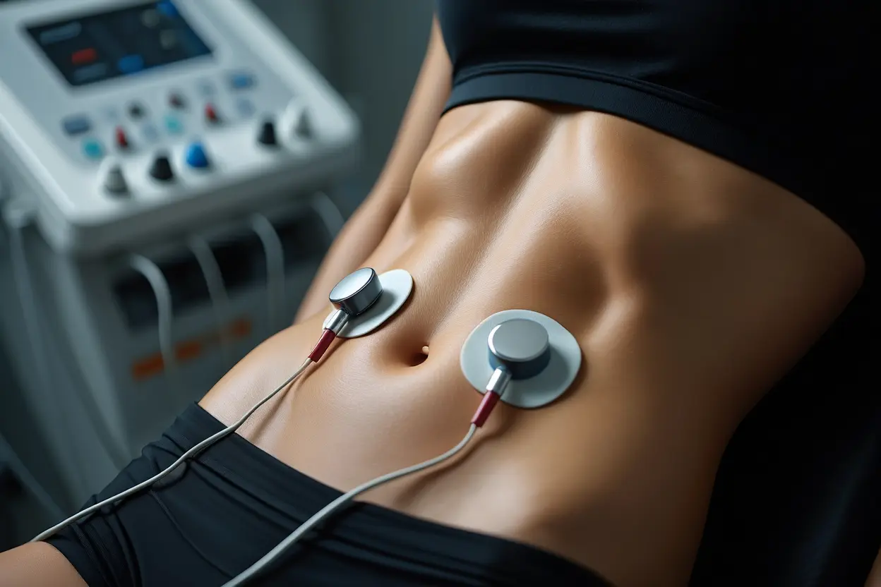 Électrodes d'électrostimulation sur les abdominaux