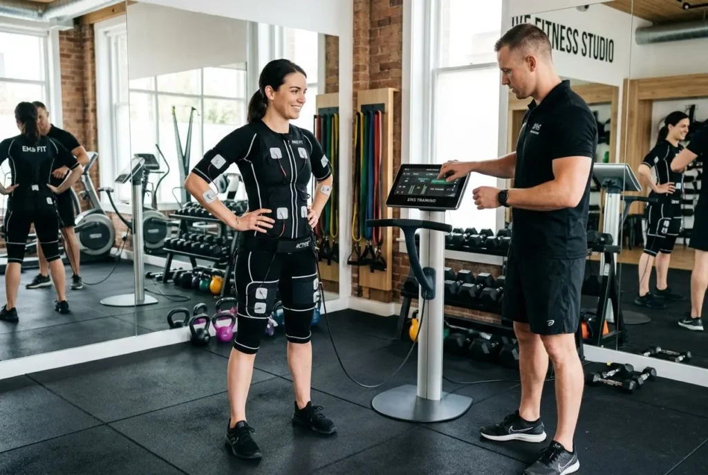 Séance d'électrostimulation encadrée par un coach