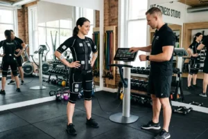 Séance d'électrostimulation encadrée par un coach