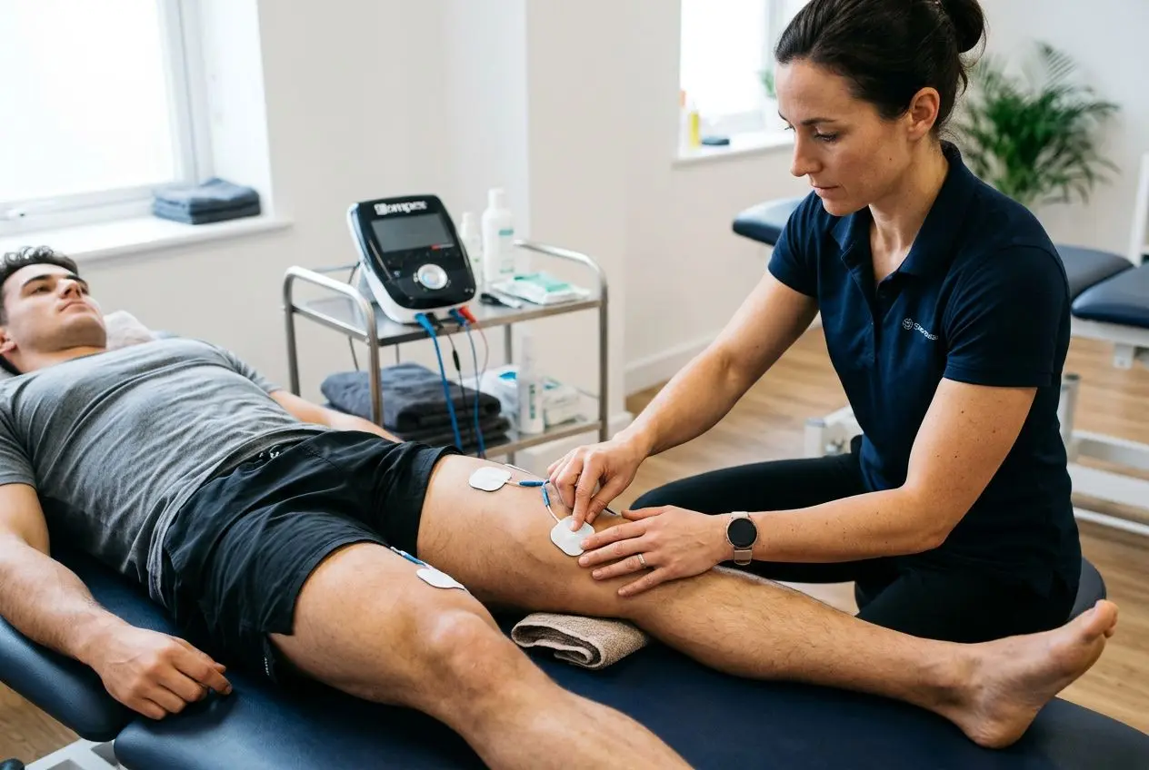 Application des électrodes sur le quadriceps