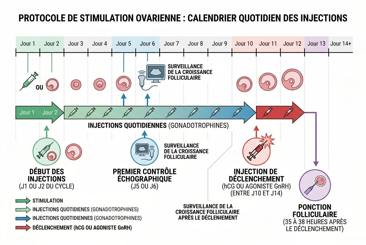 Calendrier injections stimulation ovarienne
