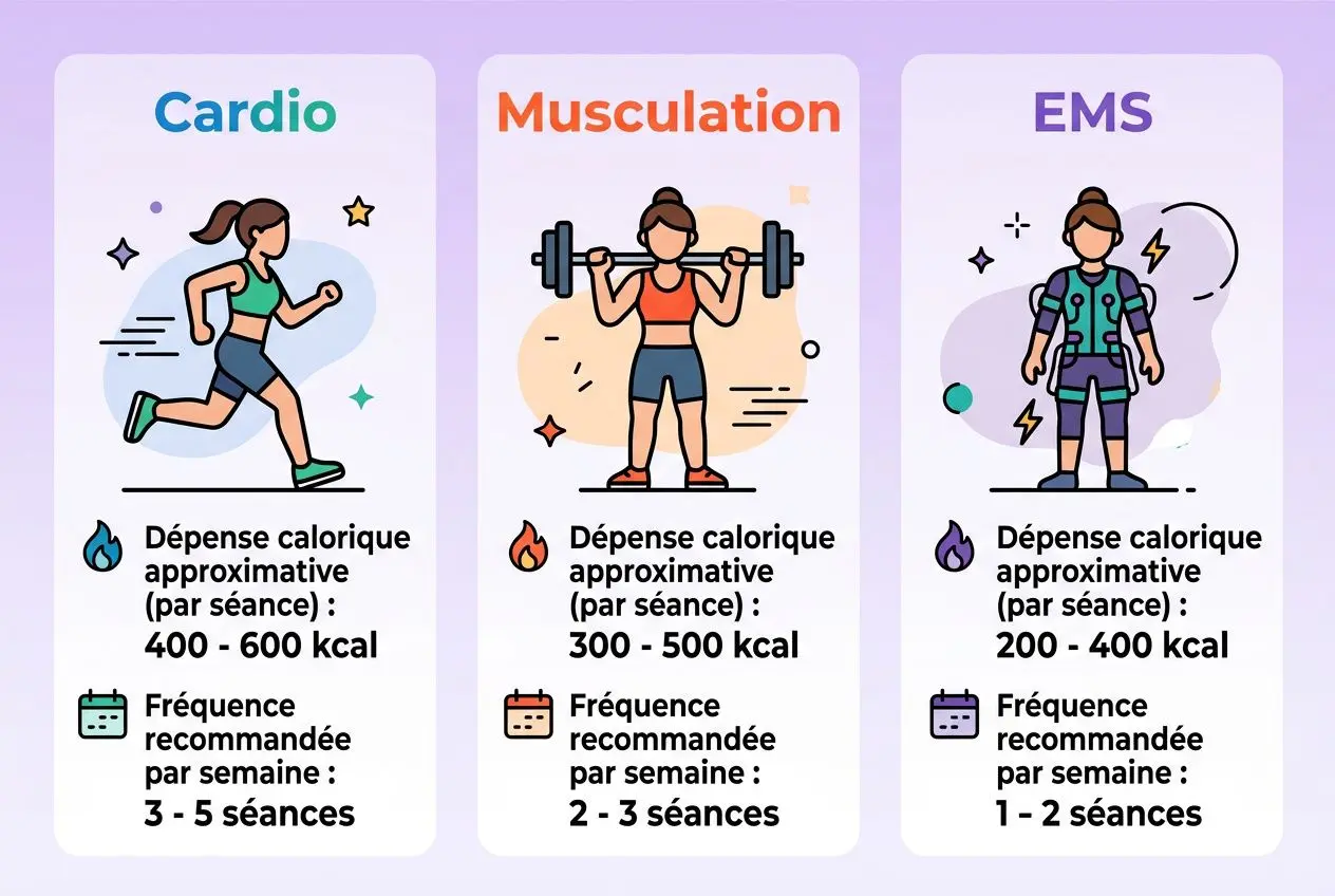 Comparaison cardio, musculation et EMS pour la perte de poids